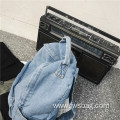 2022 Simple Leisure Style Jean Backpack Wear Resistant Denim College School Student Bag